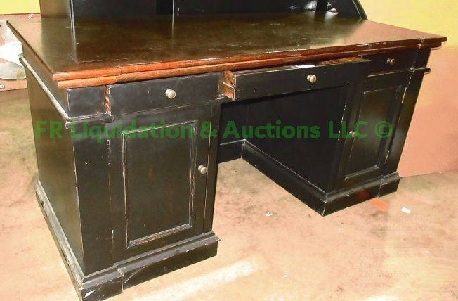 lot 183 image: Traditional wood double pedestal office desk
