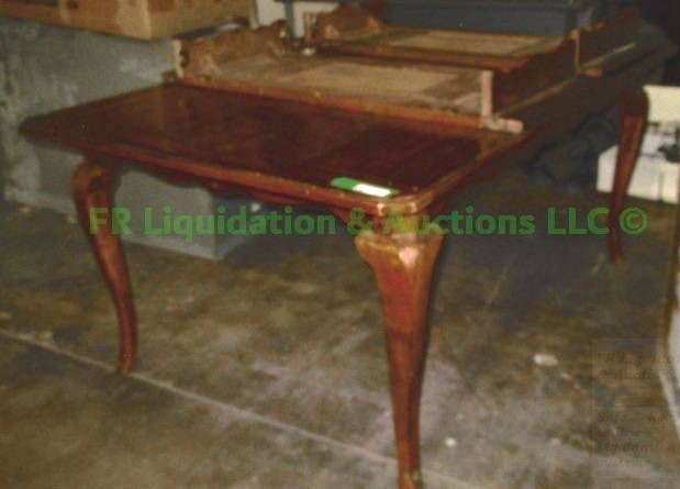 lot 203 image: Cabriole leg table with two extension leafs, 68 long x 45 wide