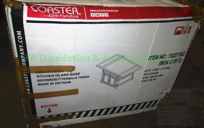 lot 204 image: Coaster fine furniture kitchen island 66w x 42d x 36h