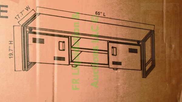lot 227 image: Brooklyn TV table in box, Damaged right leg written on side of box