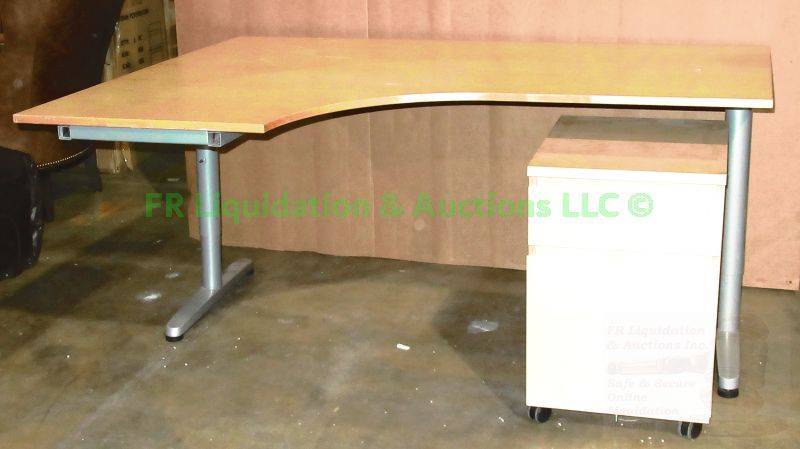 lot 241 image: Galant corner desk 63 wide 48 deep, plus rolling pedestal