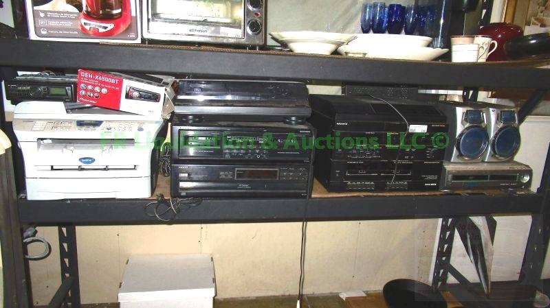 lot 246 image: Assorted home electronics including Brother printer, Magnavox & Onkyo stereo systems plus