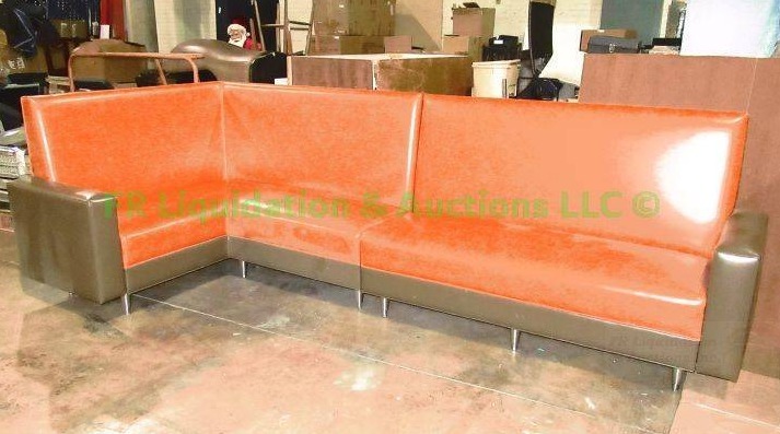 lot 266 image: Retro style corner sectional booth couch vinyl upholstered