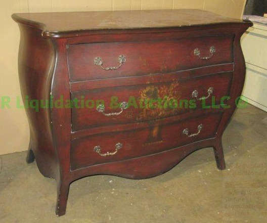 lot 342 image: Antique style convex front three drawer nightstand, 35 x 46 x 22