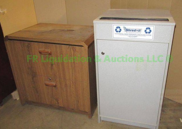 lot 347 image: Shred-it paper shredding drop off box and Lacasse lateral file