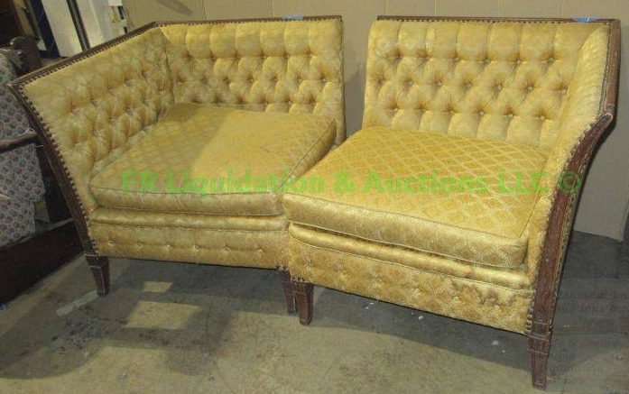 lot 349 image: Vintage button tufted corner chair matching set