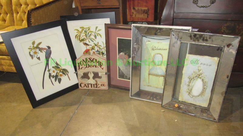 lot 351 image: Lonesome Dove cattle Co. placard and Assorted framed prints