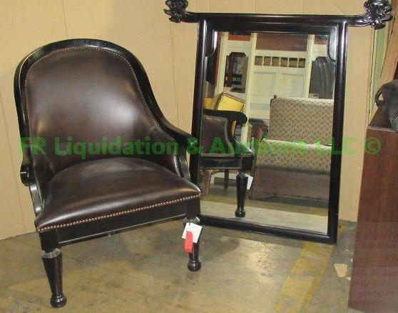 lot 357 image: Bernhardt lounge arm chair and ornate mirror
