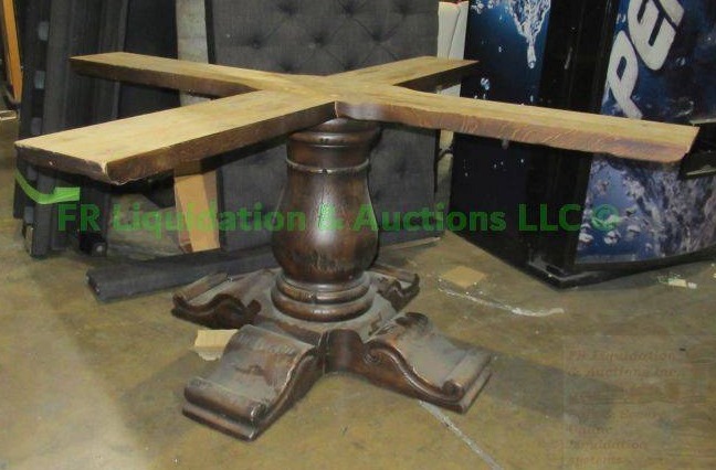 lot 387 image: Large solid wood table base with top