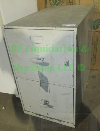 lot 392 image: Fire insulated container cabinet, No key. Very heavy, please bring help to remove