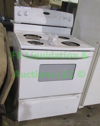 lot 394 image: Maytag 30 Inch Freestanding Electric Range Oven, model MER4351AAW