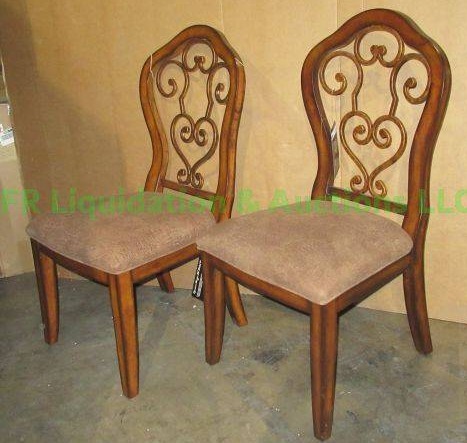 lot 406 image: Pastel Furniture dining chairs, backs cracked