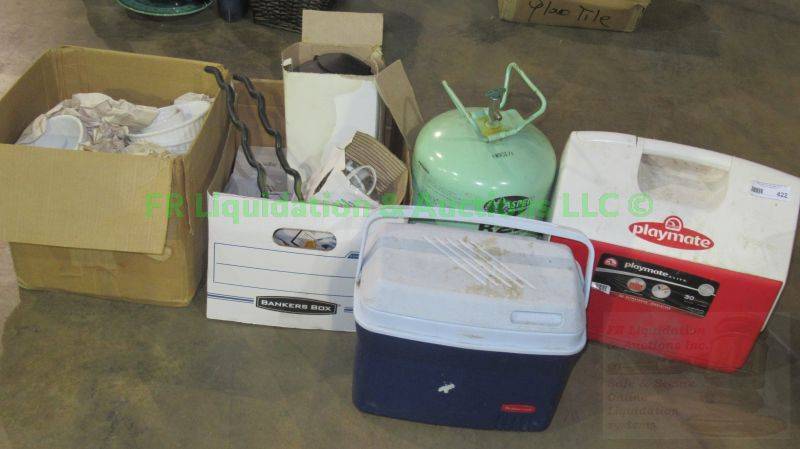 lot 422 image: Assorted dishes, coolers and more