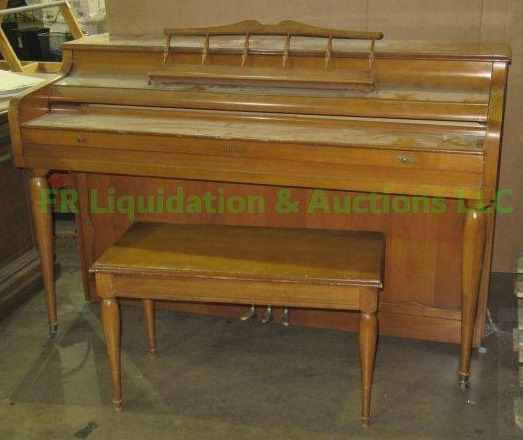 lot 442 image: Kimball upright piano solid wood built with bench and music sheets, 57 x 26 x 37