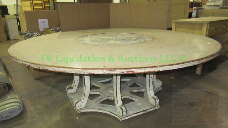 lot 446 image: Antique style large round center table 90 wide x 30 tall