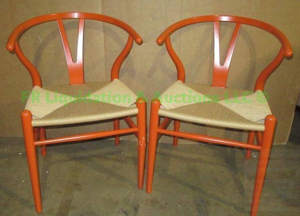 lot 458 image: Carl Hansen & Son Denmark made fiber rush weave seat occasional chairs, Leg needs repaired on one