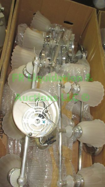 lot 489 image: Frosted glass and chrome metal Vanity lamp fixtures, 14 count