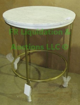 lot 511 image: West Elm marble topped pedetsal table, 26 tall x 20 wide