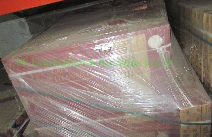 lot 525 image: Porcelanosa Itilian floor tiles 17 x 26 x 12 approx. Pallet full unopened boxes
