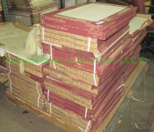 lot 533 image: Porcelanosa Itilian floor tiles 17 x 26 x 12 approx. Pallet full unopened boxes