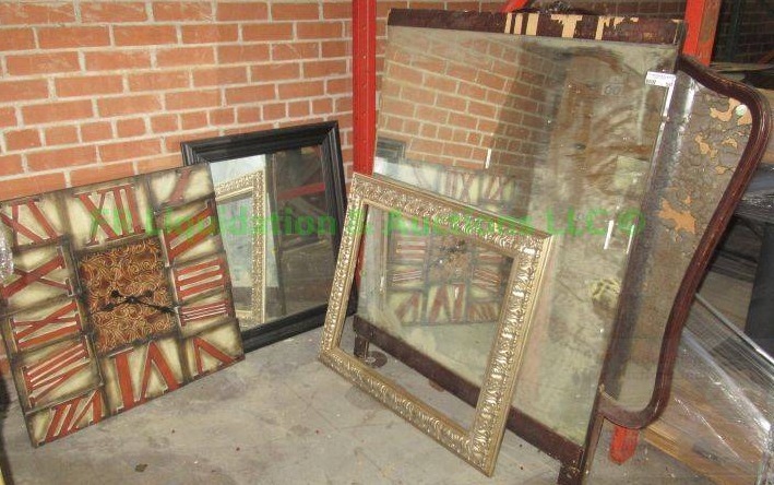 lot 597 image: Wall clock, mirrors and home wall decor as shown