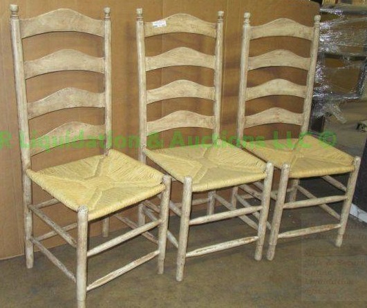 lot 605 image: Vintage rush weave seat chair set