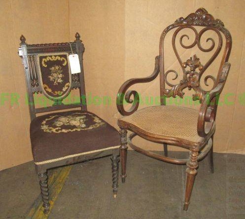 lot 618 image: Vintage rope twist chair and wicker seat chair