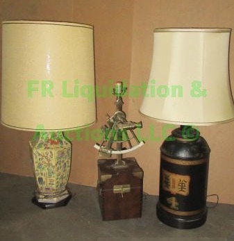 lot 629 image: Nautical ships navigation compass lamp and Asian theme lamps