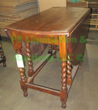 lot 630 image: Vintage rope twist legs drop leaf dining table