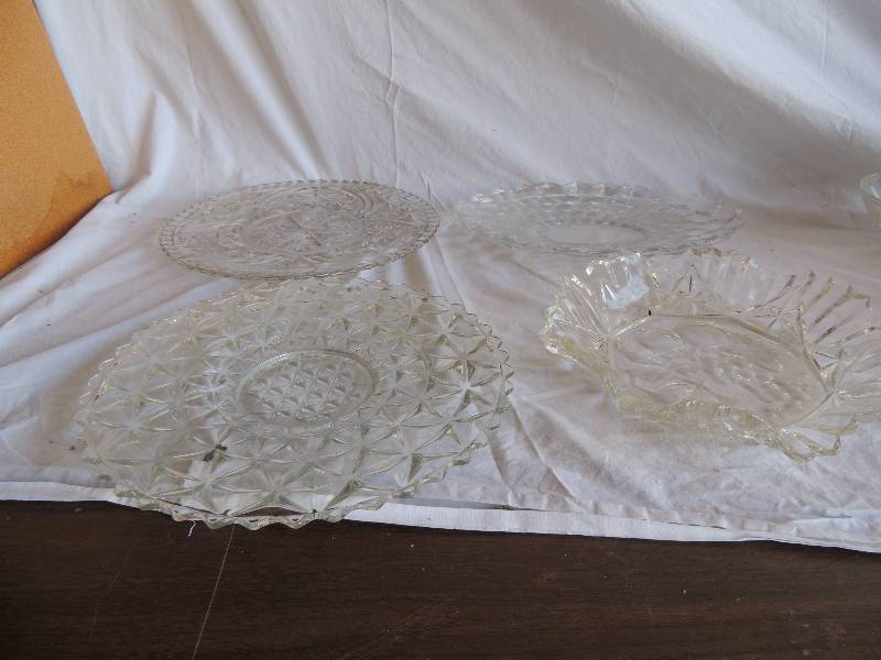 lot 774 image: 4 pressed glass platters different designs.