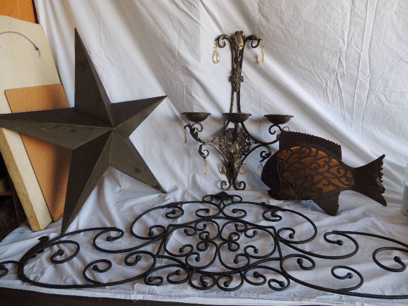 lot 787 image: Metal Star wall art, wall art metal, and fish metal wall art
