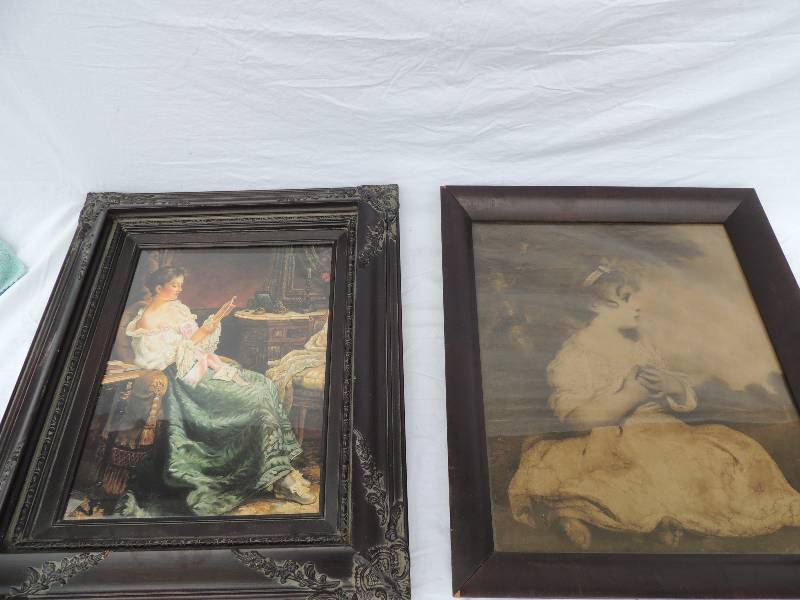 lot 826 image: 2 beautiful art photos.   Lady  and one with a child 12 x 16