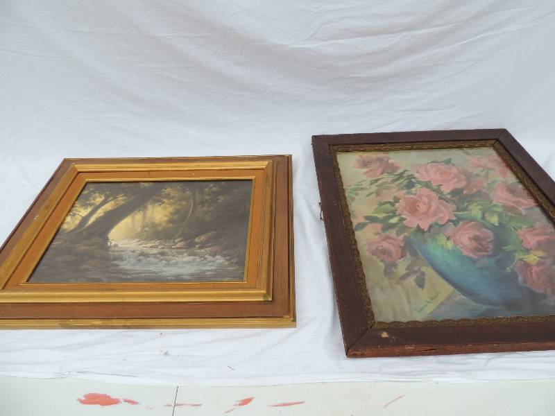 lot 827 image: Winburg canvas art Print 12 x 16 and art by Laura H. Jacobs 12 x 16   Both are framed