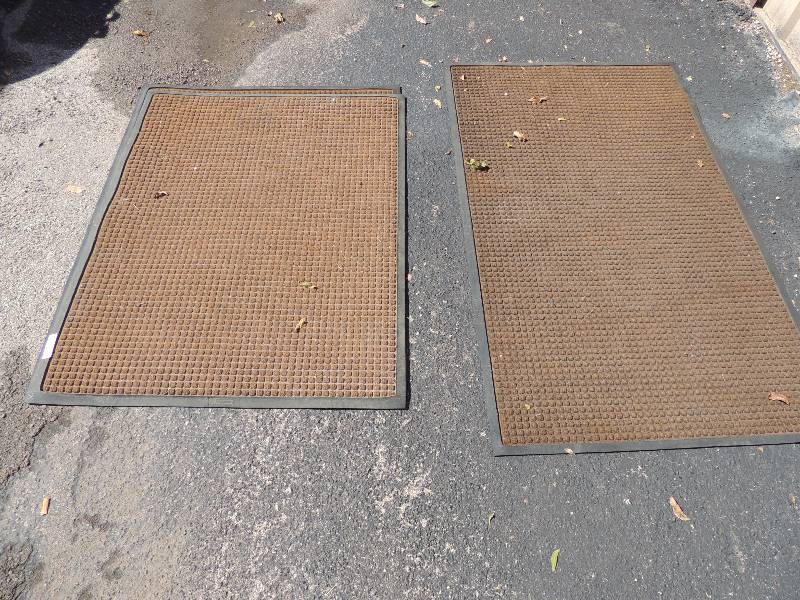 lot 870 image: 3  brown outdoor mats- 56 x 34, 43 x 34 times two