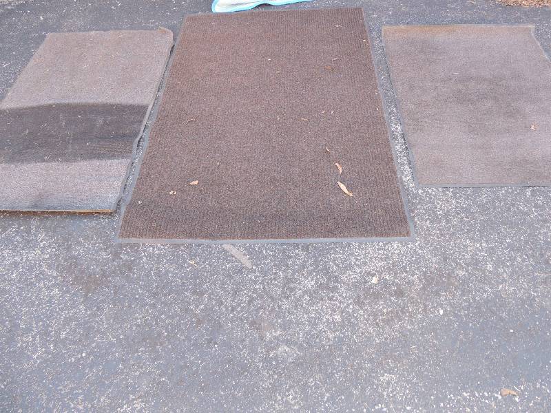 lot 869 image: 3  outdoor mats- 70 long x 47 wide, 60 long x35 wide, 47 long x35 wide  waffee design