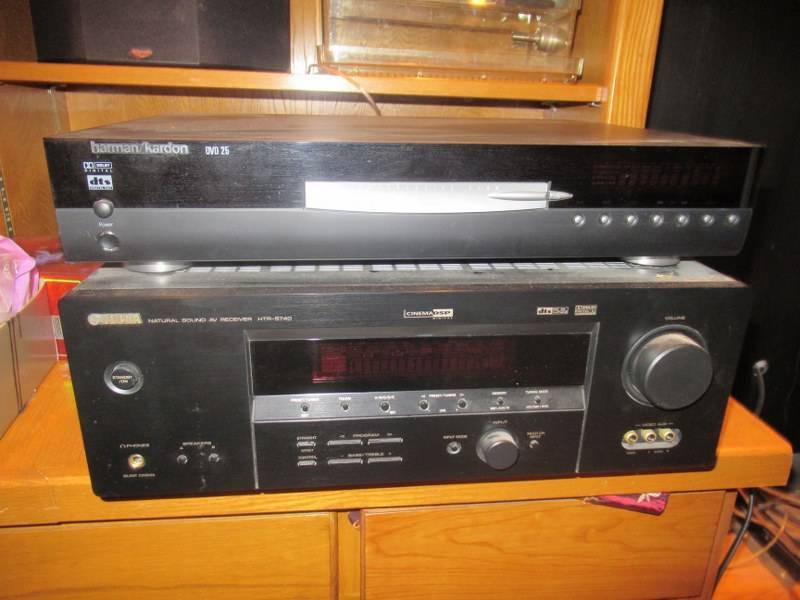 lot 41 image: YAMAHA NATURAL SOUND AV RECIEVER MODEL# HTR-5740, HARMON KARDON DVD25 DVD PLAYER AND KLIPSCH SURRROUND SOUND SYSTEM INCLUDES 6 SPEAKERS