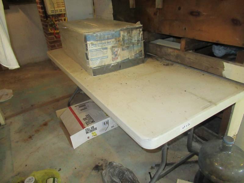 lot 69 image: LIFETIME PLASTIC FOLDING TABLE 72 X 30 X 28 AND KETER WORKFORCE 5 SHELF STORAGE UNIT 18 DEEP