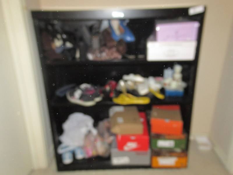 lot 98 image: METAL 3 SHELF STORAGE CABINET CONTENTS NOT INCLUDED 36 X 13 X 42