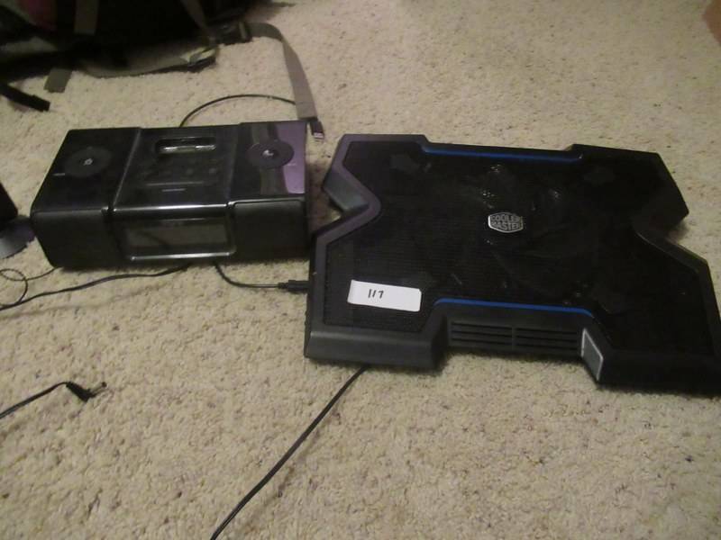 lot 117 image: COOL MASTER LAPTOP FAN MODEL# NOTE PAL X3 AND IHOME MODEL# IP9