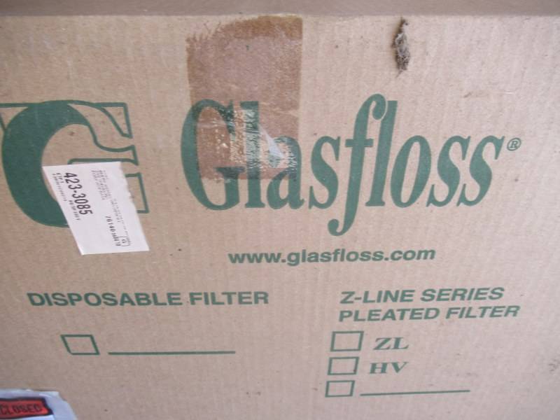 lot 121 image: GLASFLOSS AIR FILTERS Z-LINE SERIES 20 X 25 X 4