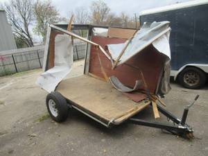 lot 33 image: PACE AMERICAN TRAILER 5FT. X 8FT. DEMOLISHED BY TORNADO BUT FRAME CAN BE SALVAGED BILL OF SALE ONLY NO TITLE
