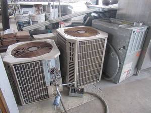 lot 46 image: 2 YORK 1 TON AIR CONDITIONERS AND 1 CRITERION GAS FURNACE