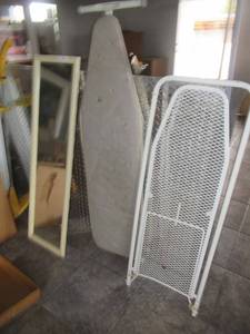 lot 63 image: 2 IRONING BOARDS AND 1 STAND UP MIRROR