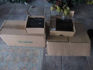 lot 73 image: 5 POLYCAM VVX 500 PART# 2200-44500-025 OFFICE PHONE SYSTEM NEW NEVER OPENED AND 5 YEALINK MODEL #SIPT40G ULTRA-ELEGANT GIGABIT IP PHONE SYSTEM FOR THE OFFICE ALSO NEW NEVER OPENED