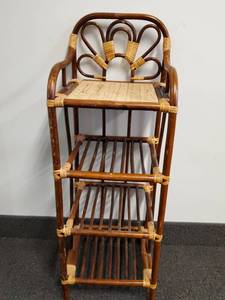 lot 104 image: Bent Wood Rattan Shelf with Raffia Accents