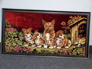 lot 106 image: Velvet Like Framed Dog Art