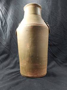 lot 124 image: Mexican Terra Cotta Vase with Metal Accents