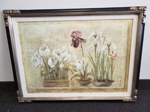 lot 152 image: Framed Handcrafted Asian Floral Print