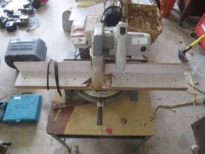 lot 6 image: ROCKWELL MOTORIZED MITER BOX SAW MODEL# 34-010 ON STAND WITH CASTERS