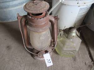 lot 66 image: VINTAGE LANTERN AND OIL LAMP
